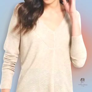 Eileen Fisher Women’s Silk Tencel Barley (Tan/Beige) VNeck Sweater New W Tag XS